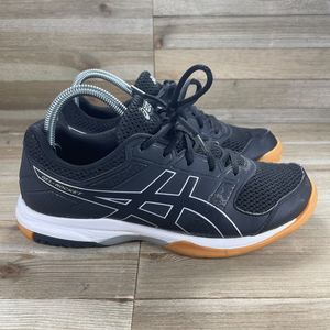 Asics Womens Size 8.5 Gel Rocket Black Low Top Volleyball Athletic Shoes  B756Y